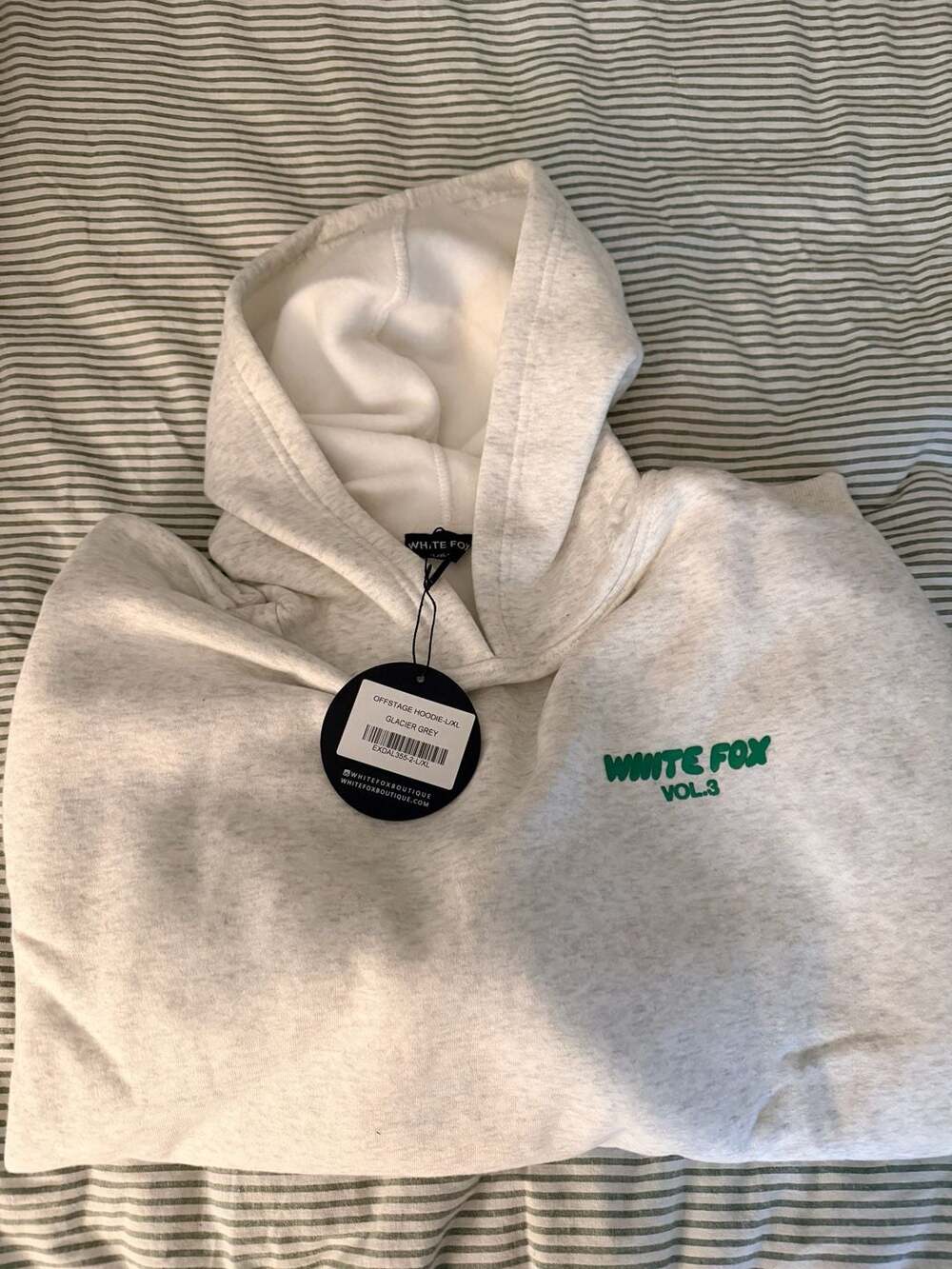 White Fox Boutique Offstage Hoodie Size L/XL Glacier Grey